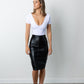 ROME LEATHER HIGH WAISTED KNEE LENGTH SKIRT