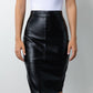 ROME LEATHER HIGH WAISTED KNEE LENGTH SKIRT