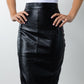 ROME LEATHER HIGH WAISTED KNEE LENGTH SKIRT